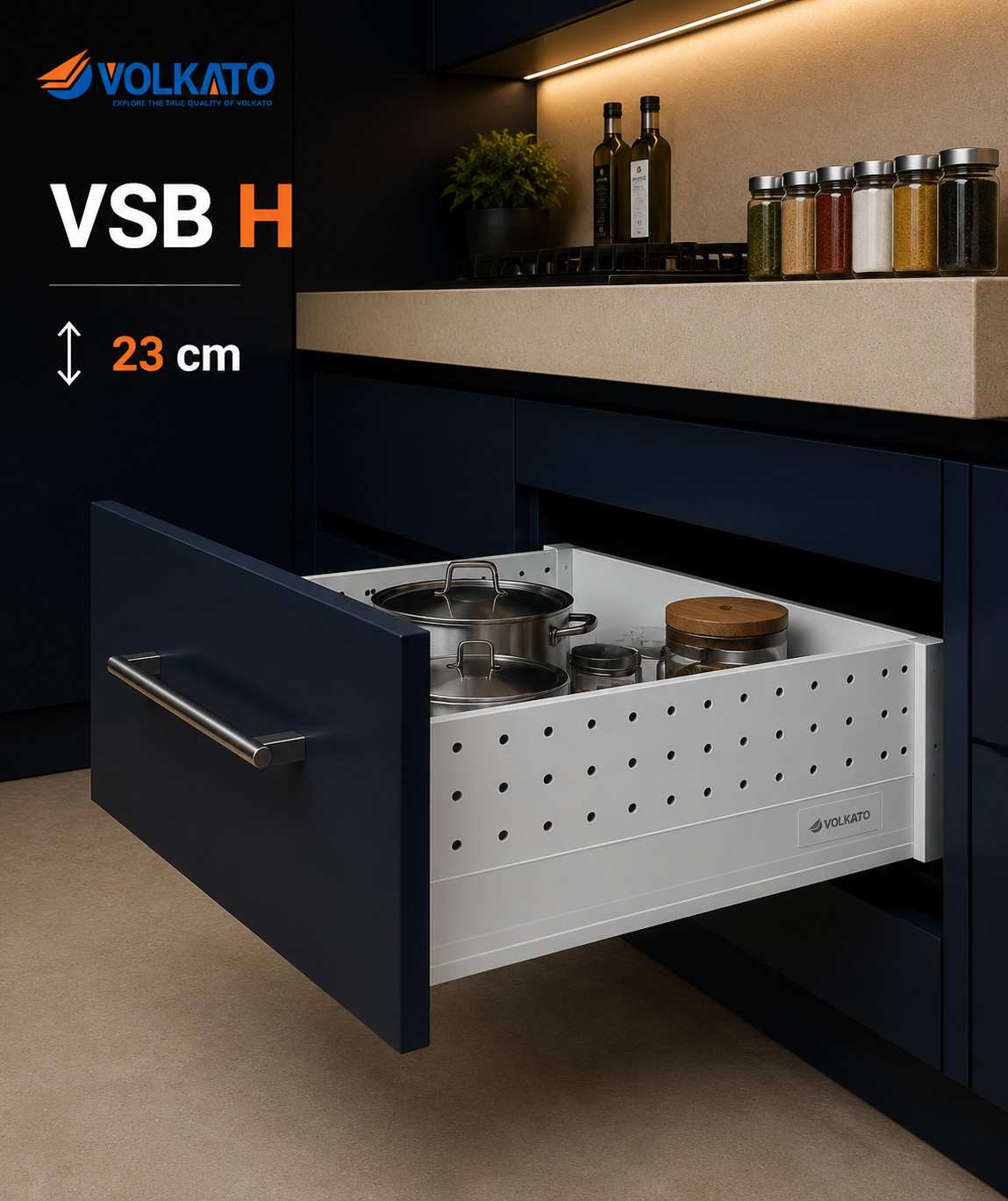 ریل بدنه دار آرامبند ارتفاع بلند ولکاتو کد VSB H