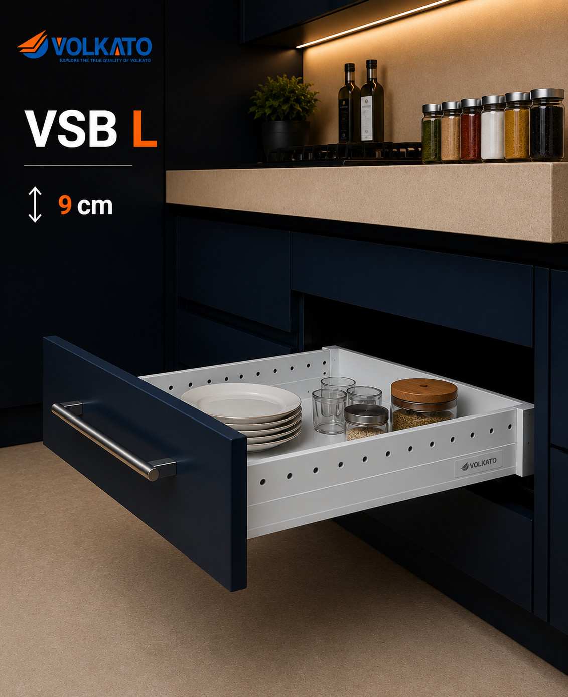 ریل بدنه دار آرامبند ارتفاع کوتاه ولکاتو کد VSB L